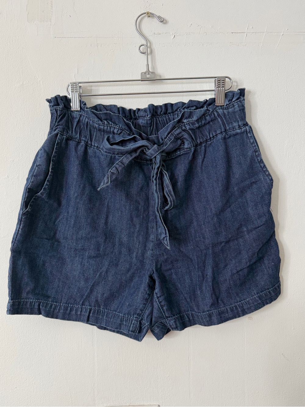 Charter Club Dark Blue Paperbag Tie-Waist Jean Shorts